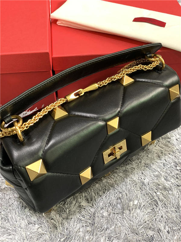 Valentino GARAVANI ROMAN STUD NAPPA CHAIN BAG Black High