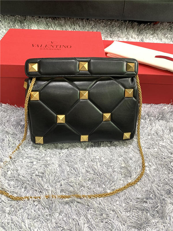 Valentino GARAVANI ROMAN STUD NAPPA CHAIN BAG Black High