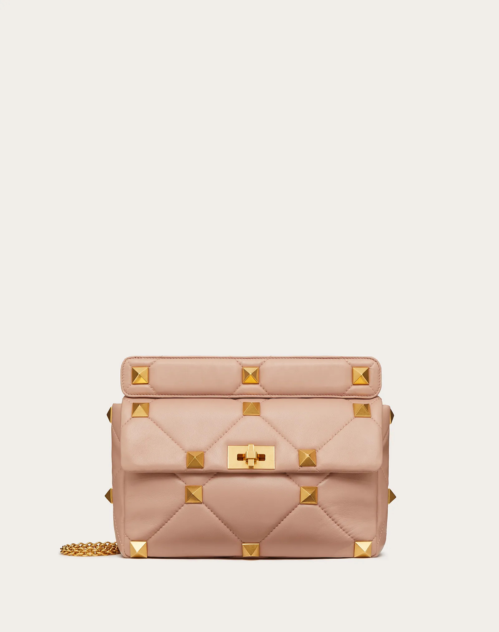 Valentino GARAVANI ROMAN STUD NAPPA CHAIN BAG Rose Cannelle High