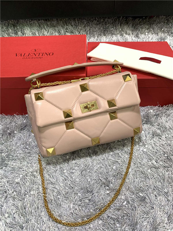 Valentino GARAVANI ROMAN STUD NAPPA CHAIN BAG Rose Cannelle High