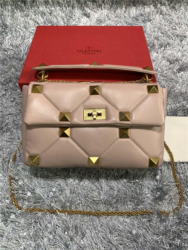 Valentino GARAVANI ROMAN STUD NAPPA CHAIN BAG Rose Cannelle High