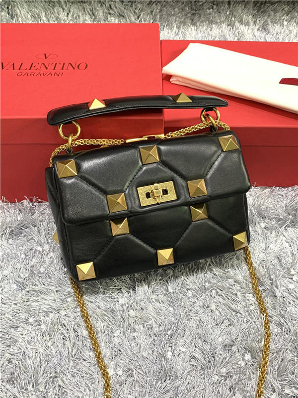 Valentino GARAVANI Small ROMAN STUD NAPPA CHAIN BAG Black High