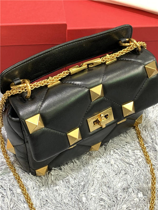 Valentino GARAVANI Small ROMAN STUD NAPPA CHAIN BAG Black High