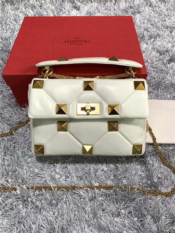 Valentino GARAVANI Small ROMAN STUD NAPPA CHAIN BAG White High