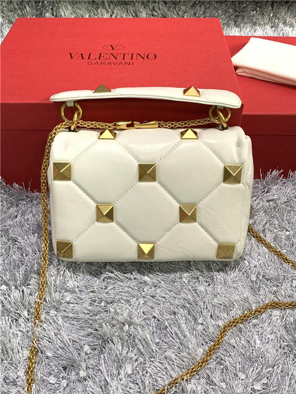 Valentino GARAVANI Small ROMAN STUD NAPPA CHAIN BAG White High