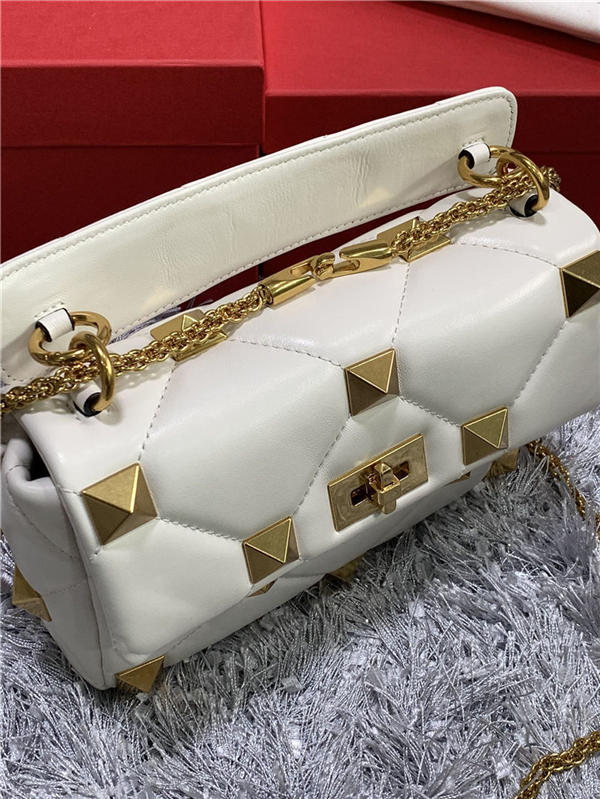 Valentino GARAVANI Small ROMAN STUD NAPPA CHAIN BAG White High