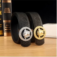 Versace Medusa Round Buckle Leather Belt 38mm High