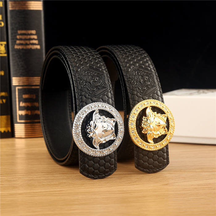 Versace Medusa Round Buckle Leather Belt 38mm High