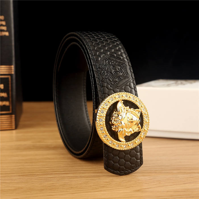 Versace Medusa Round Buckle Leather Belt 38mm High