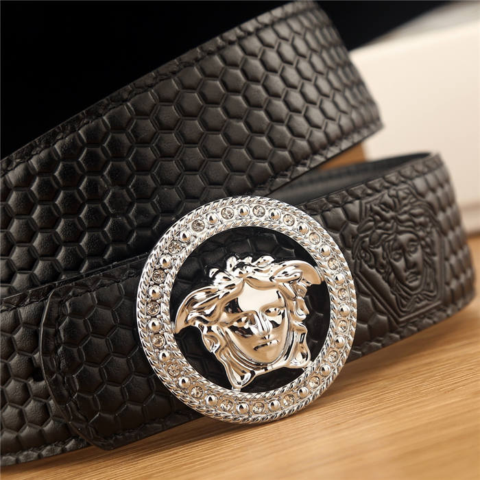 Versace Medusa Round Buckle Leather Belt 38mm High