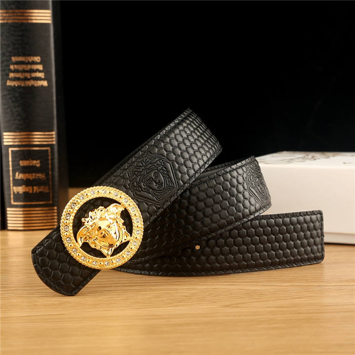 Versace Medusa Round Buckle Leather Belt 38mm High