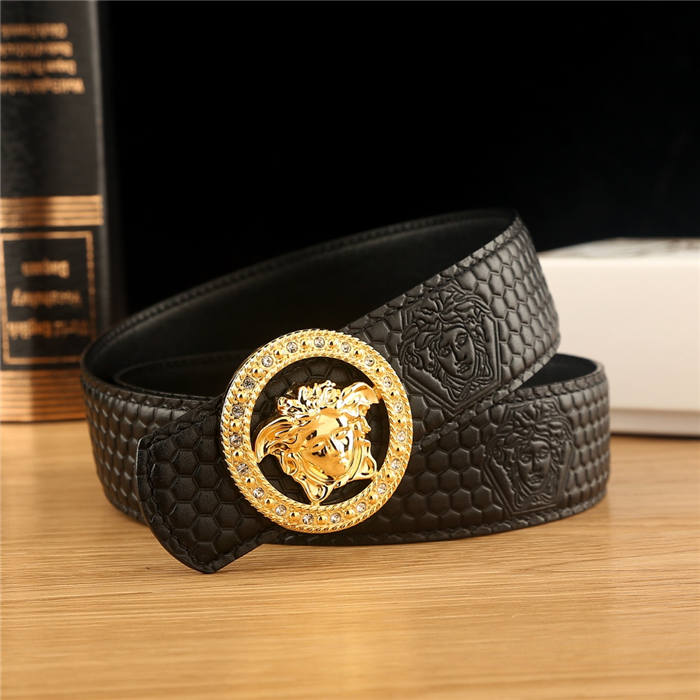 Versace Medusa Round Buckle Leather Belt 38mm High