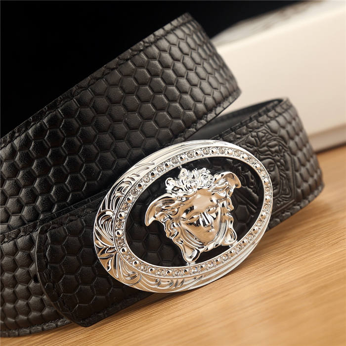 Versace Medusa Round Buckle Leather Belt 38mm High