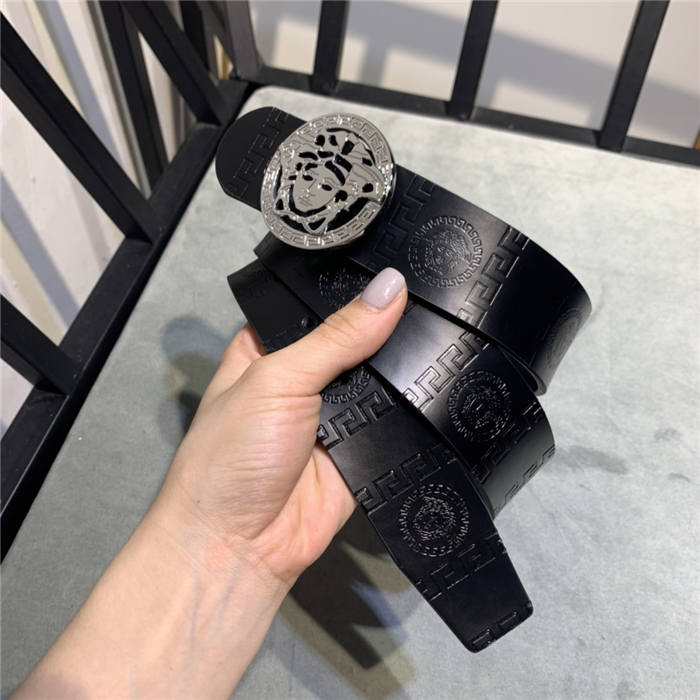 Versace Medusa Round Buckle Leather Belt 38mm High