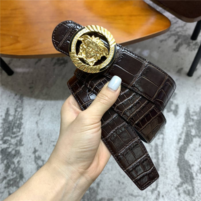 Versace Round buckle belt Crocodile 38mm High