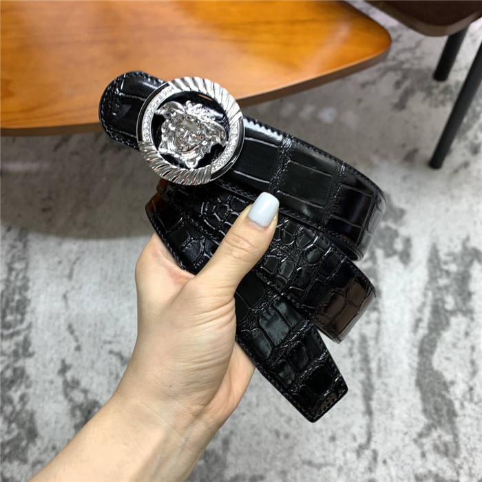 Versace Round buckle belt Crocodile 38mm High