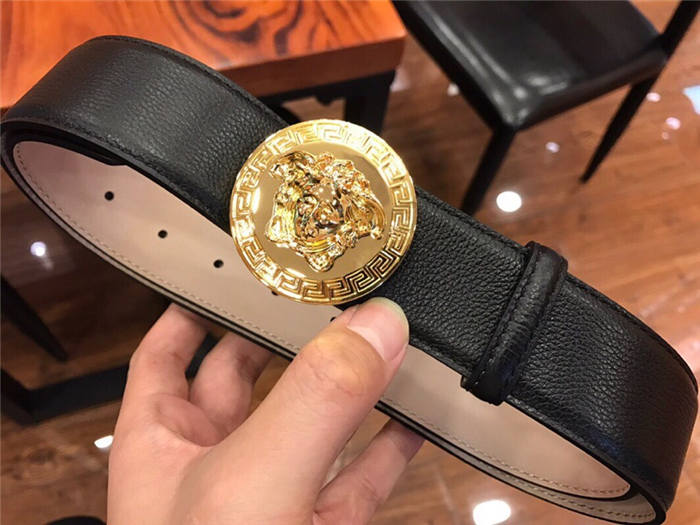 Versace Medusa Round Buckle Leather Belt 38mm High