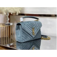 COLLEGE MEDIUM CHAIN BAG Suede Blue High