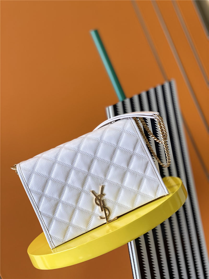 BECKY MINI CHAIN BAG IN CARRÉ-QUILTED LAMBSKIN White High