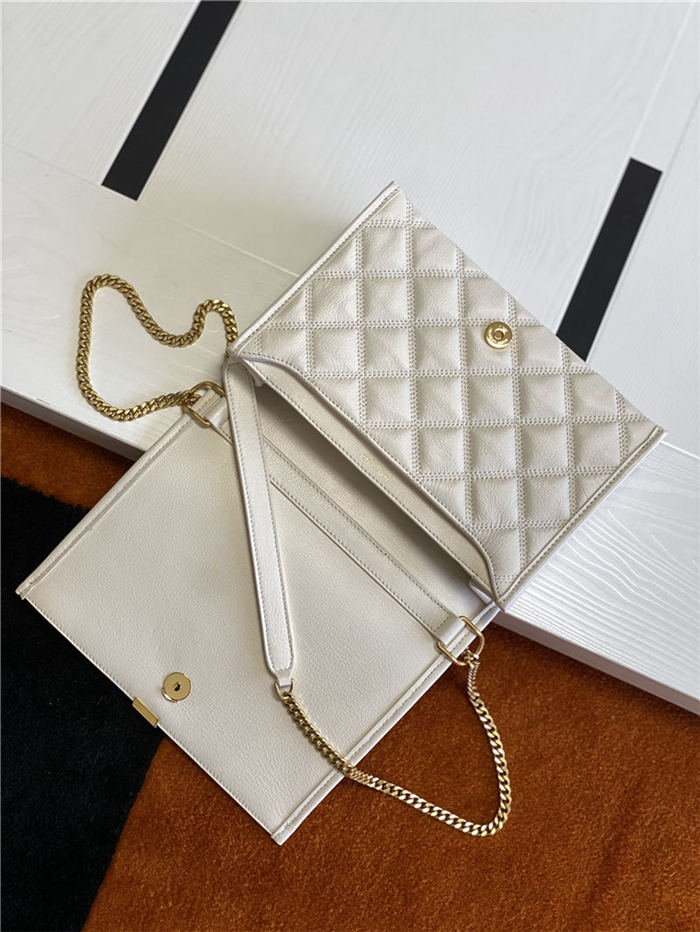 BECKY MINI CHAIN BAG IN CARRÉ-QUILTED LAMBSKIN White High