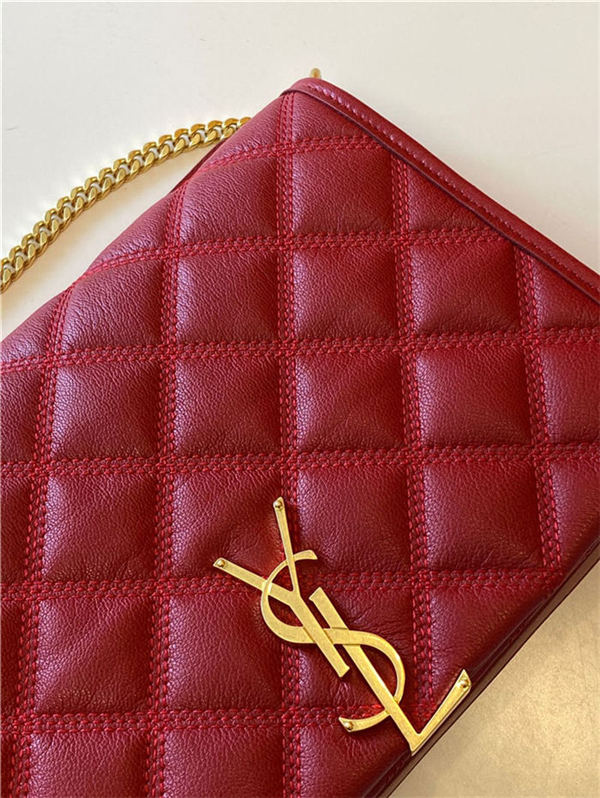 BECKY MINI CHAIN BAG IN CARRÉ-QUILTED LAMBSKIN Red High