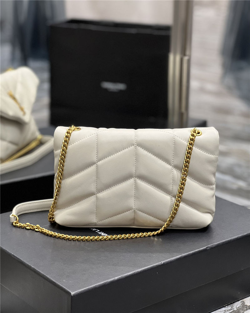 LOULOU PUFFER MINI BAG IN QUILTED LAMBSKIN Gold-Tone White High