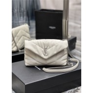 LOULOU PUFFER MINI BAG IN QUILTED LAMBSKIN Silver-Tone White High