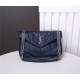 LOULOU PUFFER SMALL BAG IN QUILTED LAMBSKIN Silver-Tone Navy Blue High