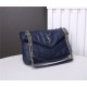 LOULOU PUFFER SMALL BAG IN QUILTED LAMBSKIN Silver-Tone Navy Blue High