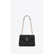 LOULOU SMALL IN MATELASSÉ “Y” LEATHER Gold-Tone Black High