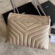 LOULOU MEDIUM IN MATELASSÉ “Y” LEATHER Silver-Tone Beige High