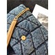 LOULOU PUFFER MINI BAG IN QUILTED Denim Gold-Tone Camel Strap High