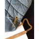 LOULOU PUFFER MEDIUM BAG IN QUILTED Denim Gold-Tone Camel Strap High