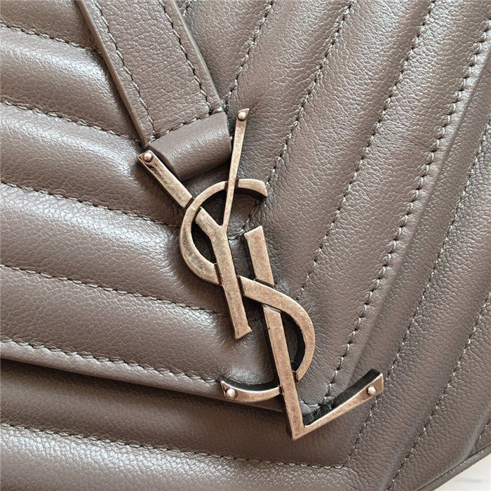 COLLEGE MEDIUM CHAIN BAG IN QUILTED LEATHER Taupe High