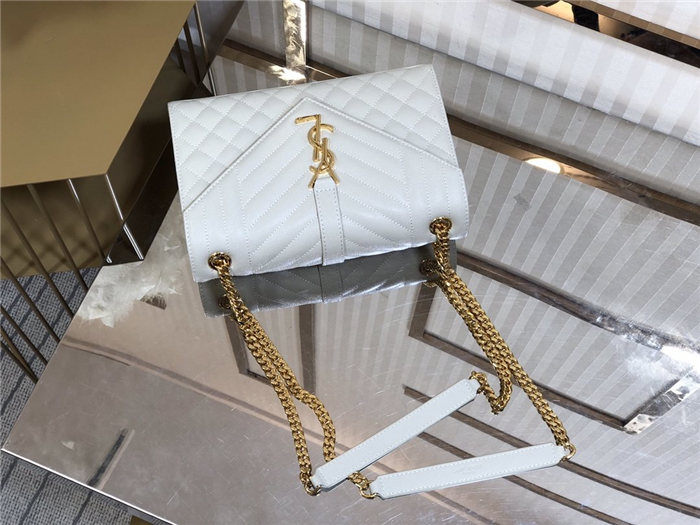 ENVELOPE MEDIUM BAG IN MIX MATELASSÉ GRAIN DE POUDRE EMBOSSED LEATHER White-Gold High