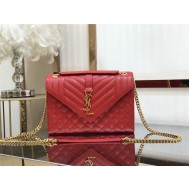 ENVELOPE MEDIUM BAG IN MIX MATELASSÉ GRAIN DE POUDRE EMBOSSED LEATHER Red-Gold High