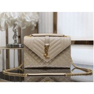 ENVELOPE MEDIUM BAG IN MIX MATELASSÉ GRAIN DE POUDRE EMBOSSED LEATHER Beige-Gold High