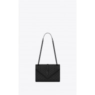 ENVELOPE MEDIUM BAG IN MIX MATELASSÉ GRAIN DE POUDRE EMBOSSED LEATHER Black-Black High