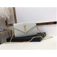 ENVELOPE SMALL BAG IN MIX MATELASSÉ GRAIN DE POUDRE EMBOSSED LEATHER White-Gold High