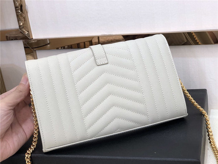 ENVELOPE SMALL BAG IN MIX MATELASSÉ GRAIN DE POUDRE EMBOSSED LEATHER White-Gold High