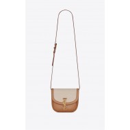 KAIA SMALL SATCHEL IN COTTON CANVAS AND VINTAGE LEATHER High