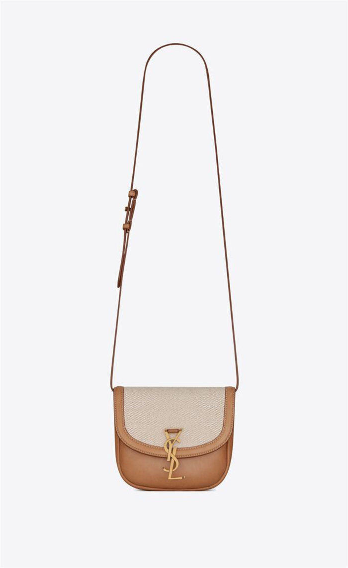 KAIA SMALL SATCHEL IN COTTON CANVAS AND VINTAGE LEATHER High