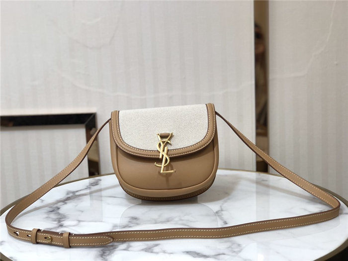 KAIA SMALL SATCHEL IN COTTON CANVAS AND VINTAGE LEATHER High