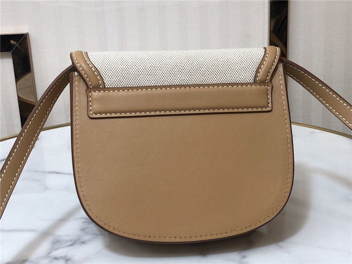 KAIA SMALL SATCHEL IN COTTON CANVAS AND VINTAGE LEATHER High