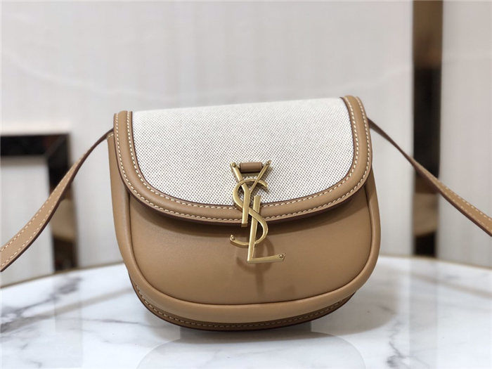 KAIA SMALL SATCHEL IN COTTON CANVAS AND VINTAGE LEATHER High