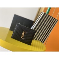 MONOGRAM CARD CASE IN GRAIN DE POUDRE EMBOSSED LEATHER Black Gold-Metal High