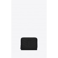 MONOGRAM COMPACT ZIP AROUND WALLET IN GRAIN DE POUDRE EMBOSSED LEATHER High