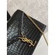 CASSANDRA MEDIUM CHAIN BAG IN CROCODILE-EMBOSSED SHINY LEATHER Black High