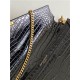 CASSANDRA MEDIUM CHAIN BAG IN CROCODILE-EMBOSSED SHINY LEATHER Black High