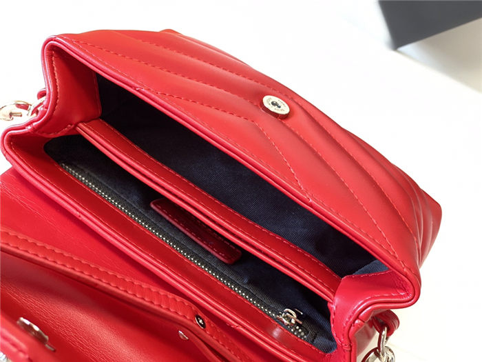 LOULOU TOY BAG IN MATELASSÉ "Y" LEATHER Red mid